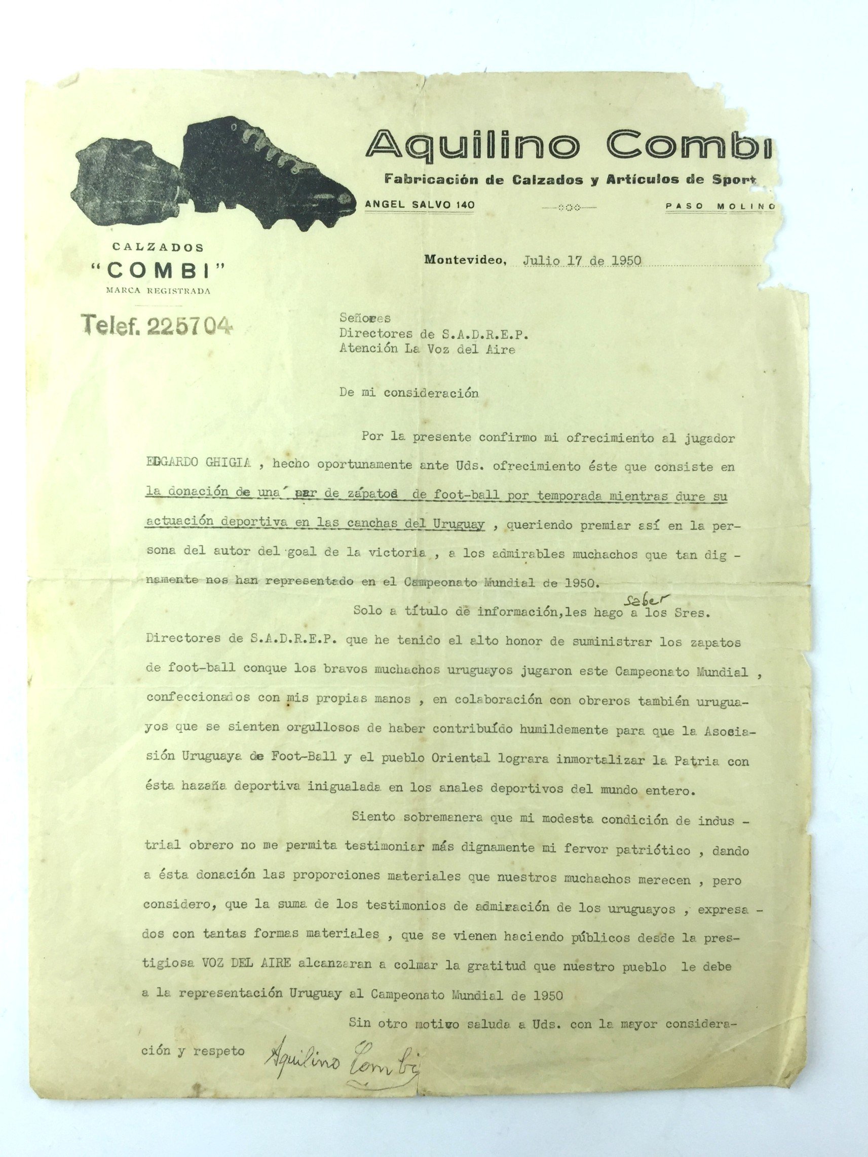 Histórico documento 1950