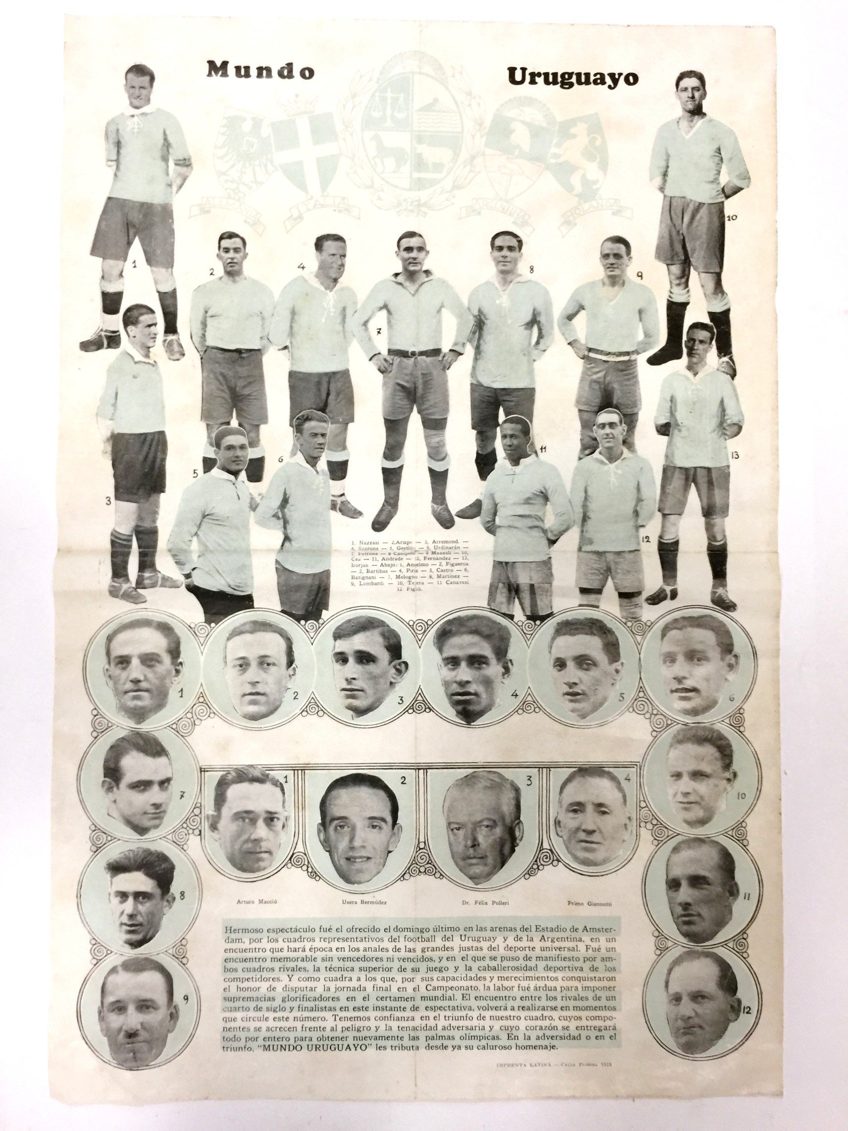 Afiche Selección Uruguaya 1928