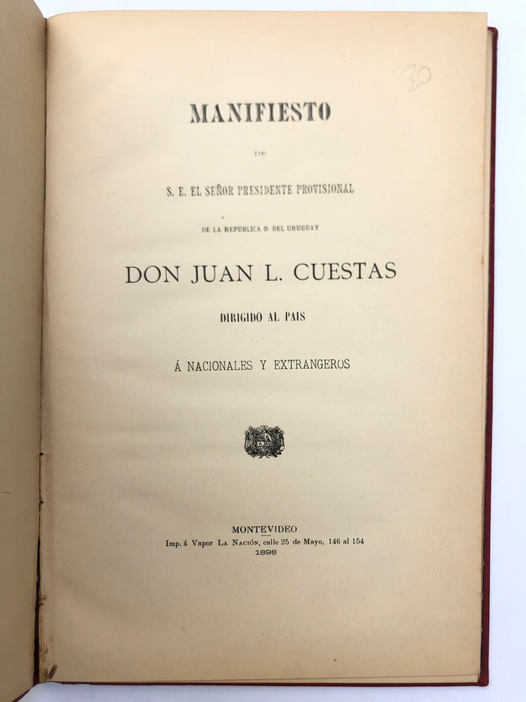 Manifiesto de S.E. El señor presidente provisional de la República Oriental del Uruguay