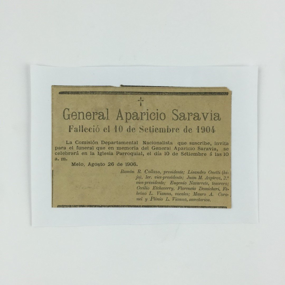 Recorte de prensa "Aparicio Saravia"