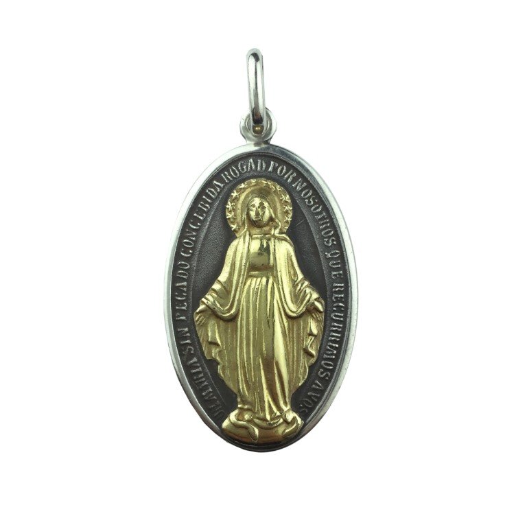 Collar y medalla en plata y oro