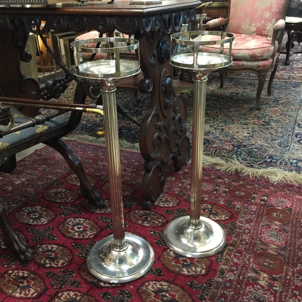 Soportes champagnera en metal plateado