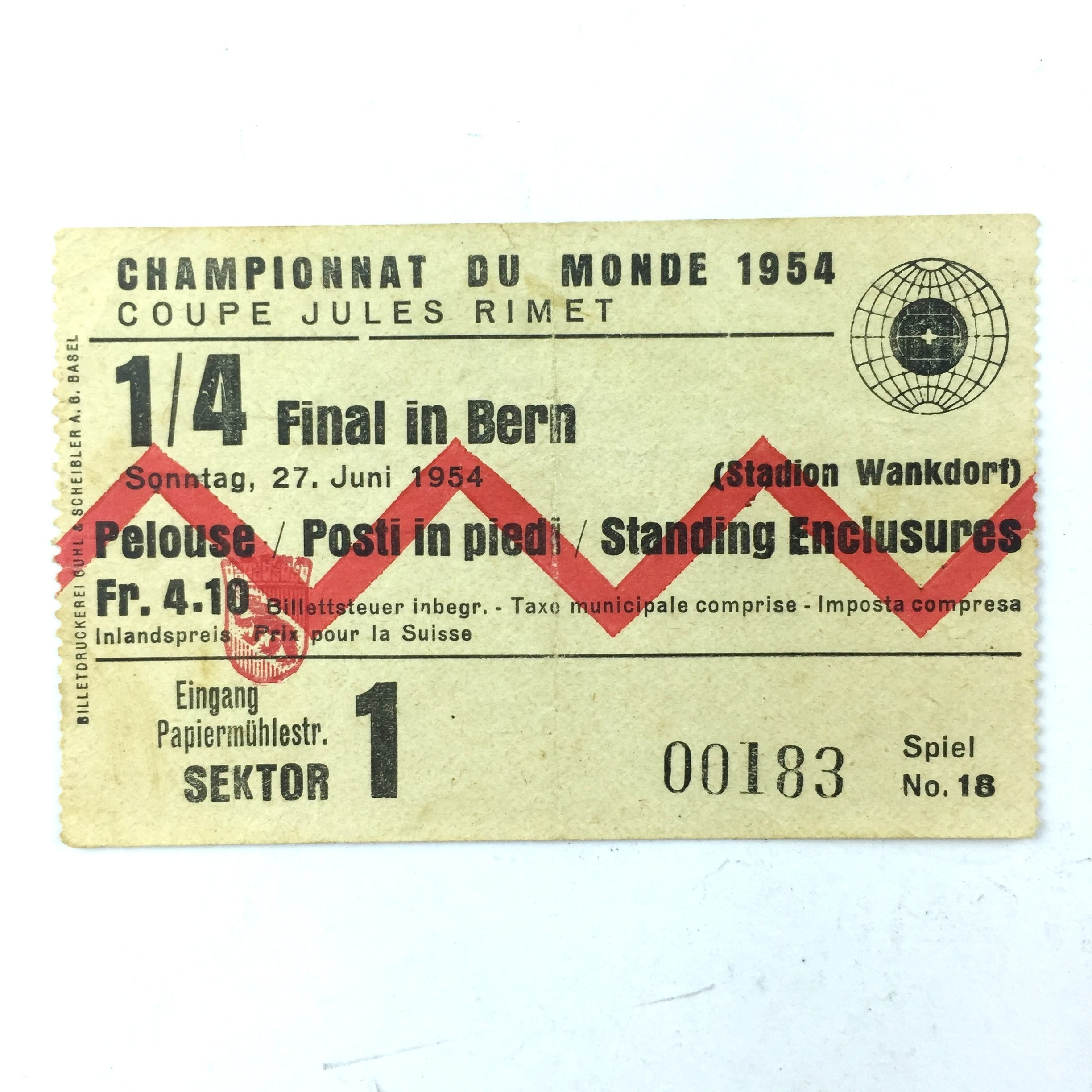 Entrada Mundial Suiza 1954