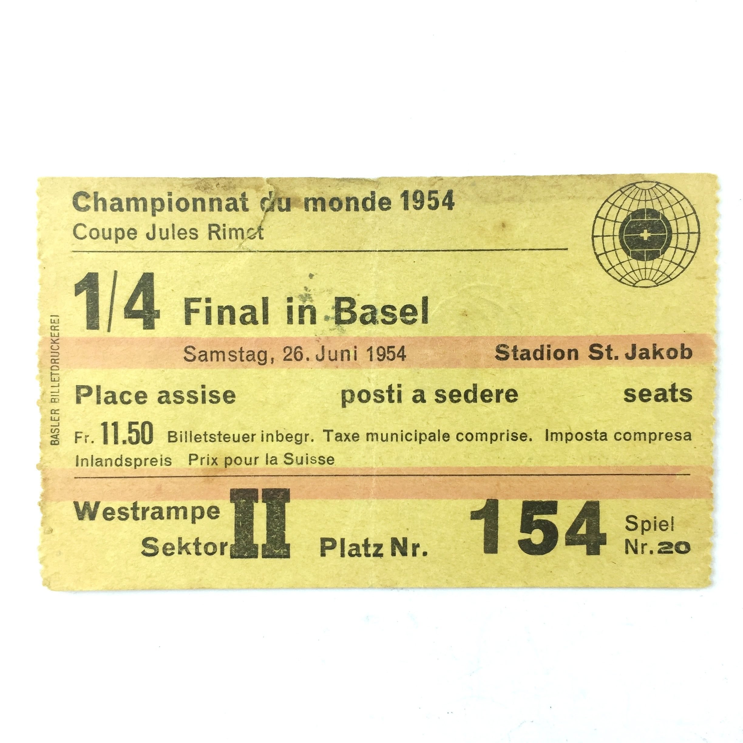 Entrada Mundial Suiza 1954