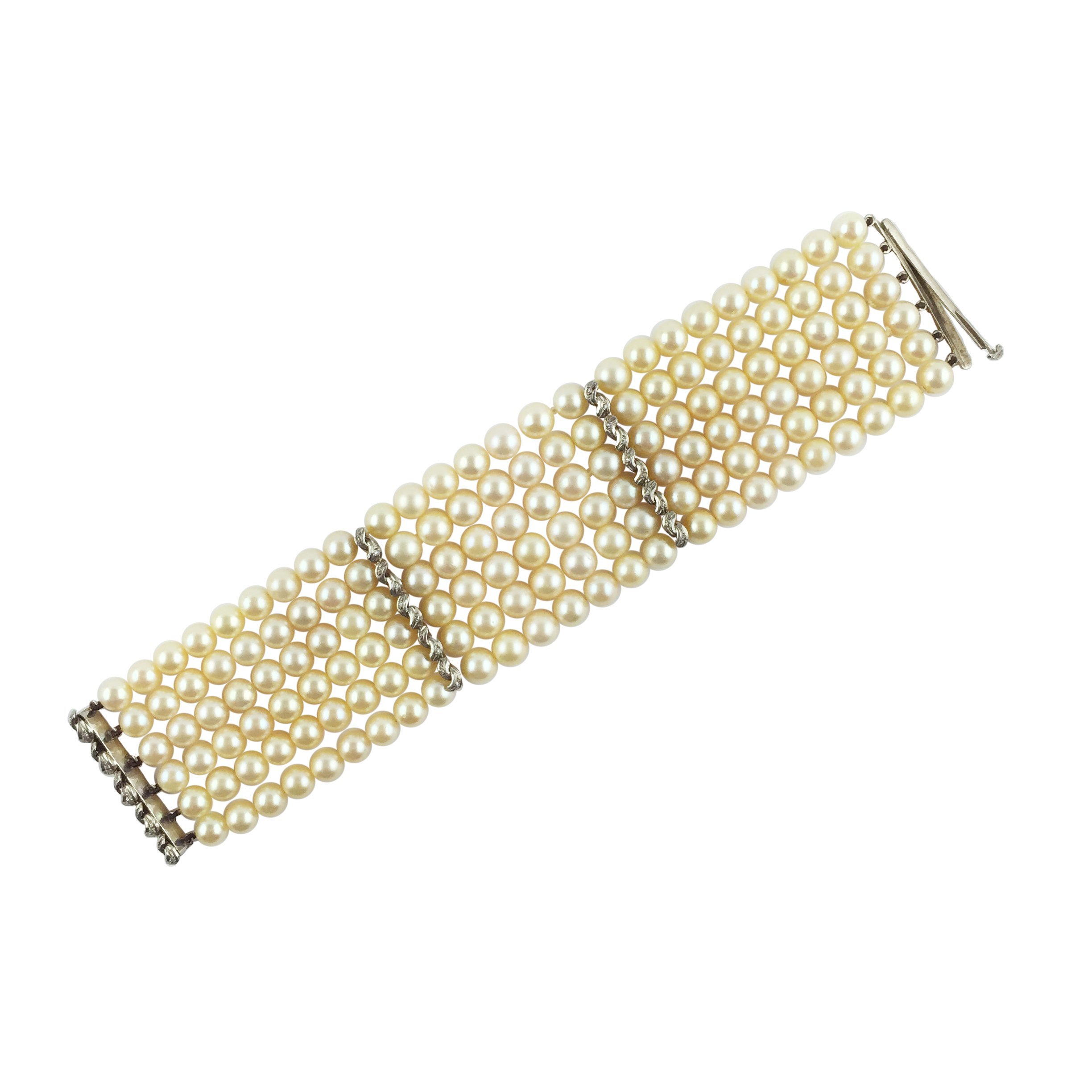 Pulsera perlaa, oro 18 K y brillantes