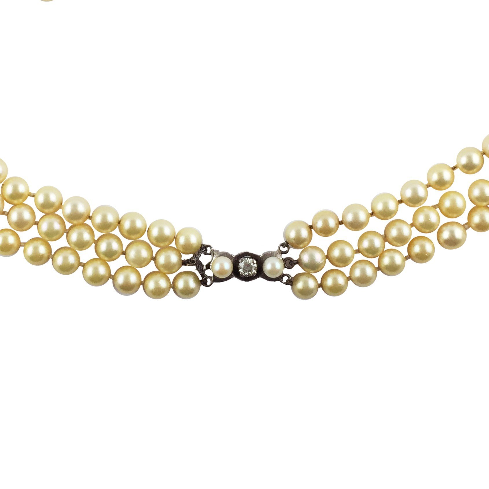 Collar perlas, oro 18 K y brillante