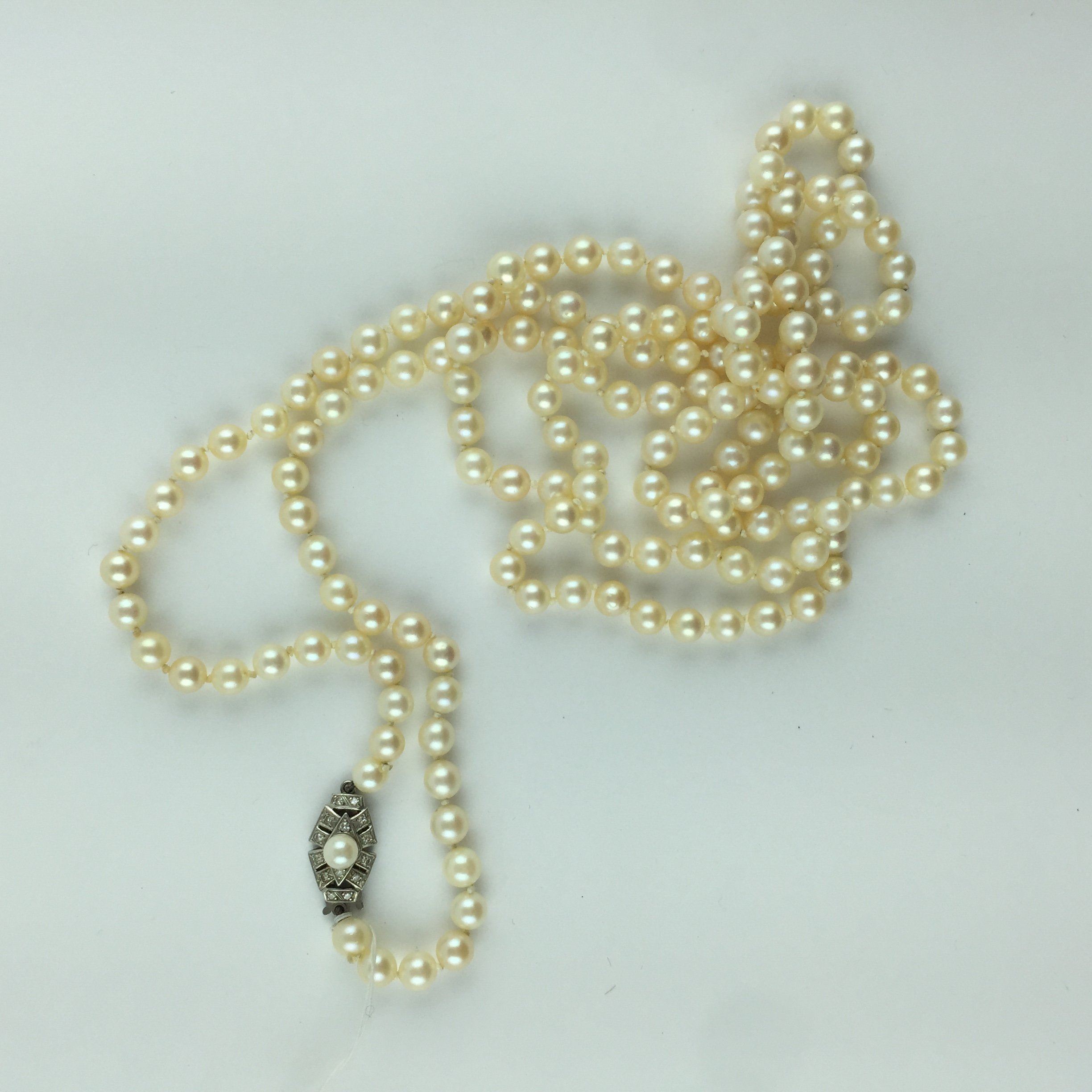 Collar perlas, oro 18 K y brillantes