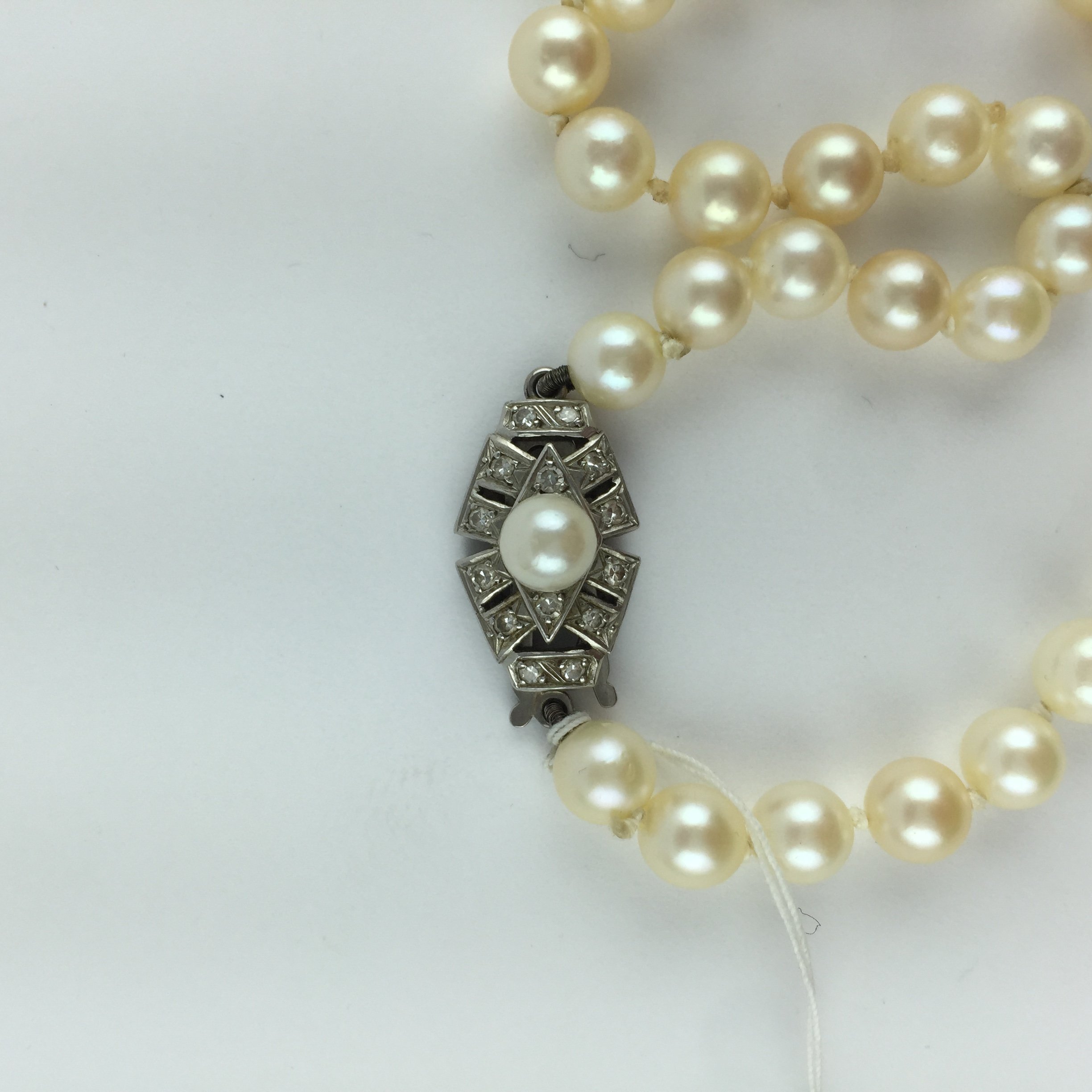 Collar perlas, oro 18 K y brillantes - Imagen 2