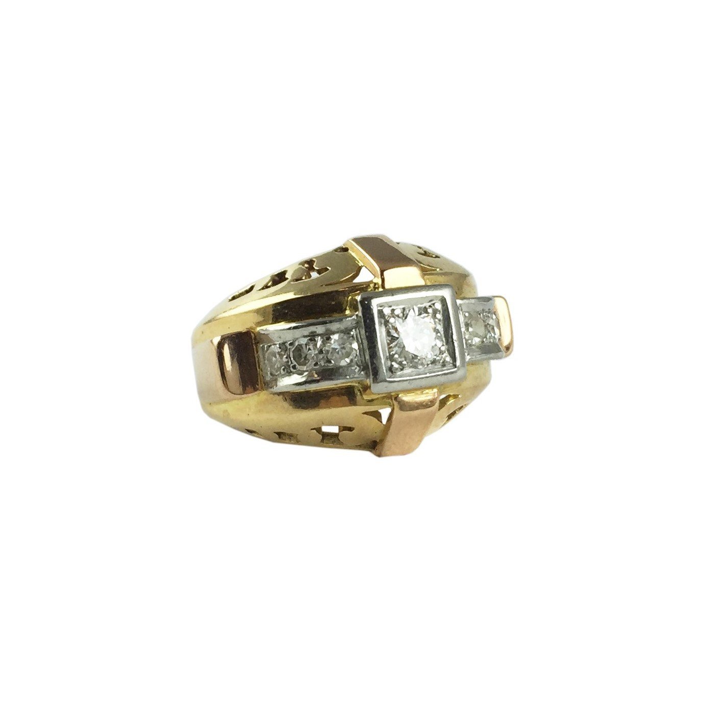 Anillo art decó oro 18 K y brillantes