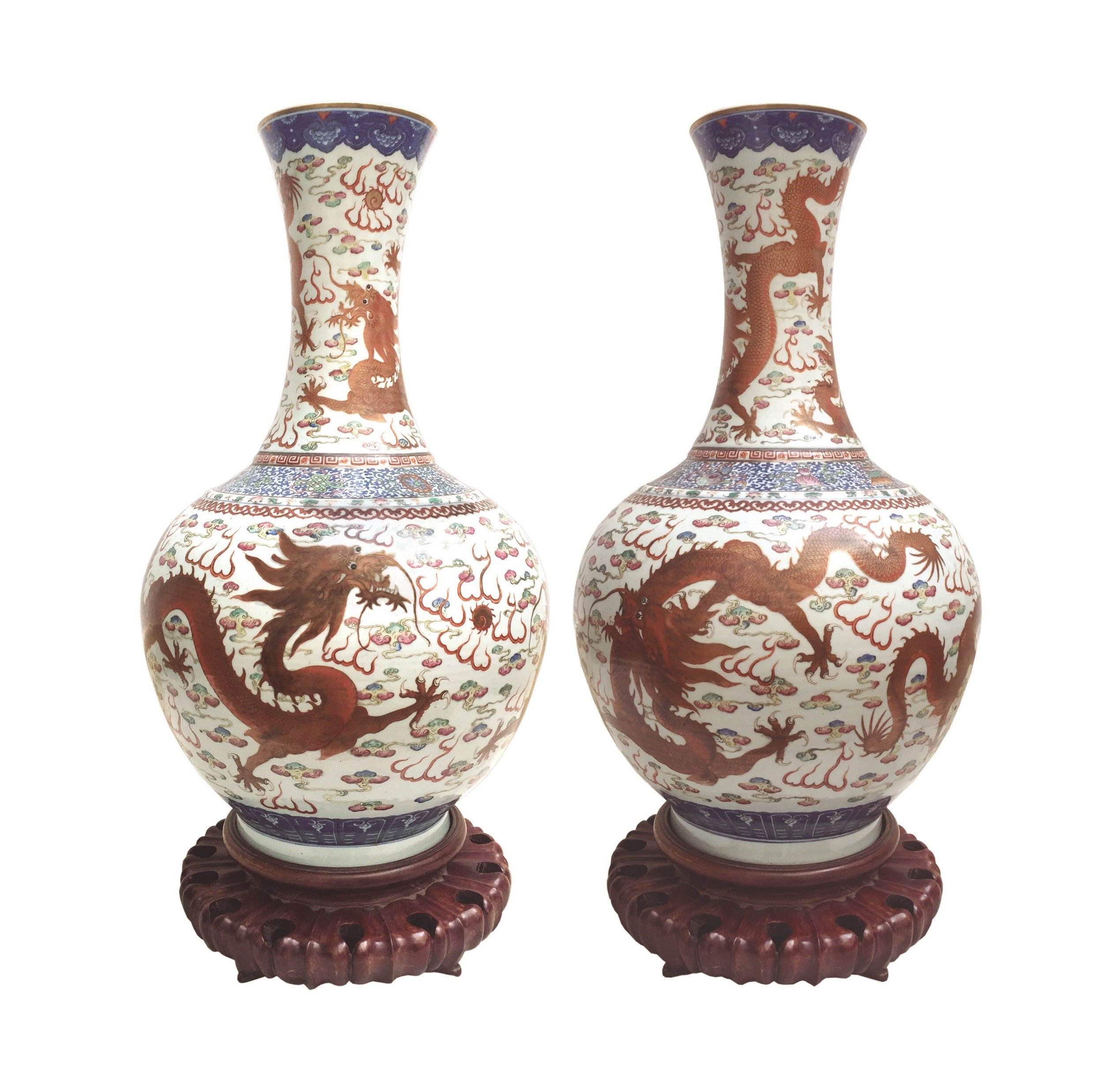 Floreros chinos en porcelana