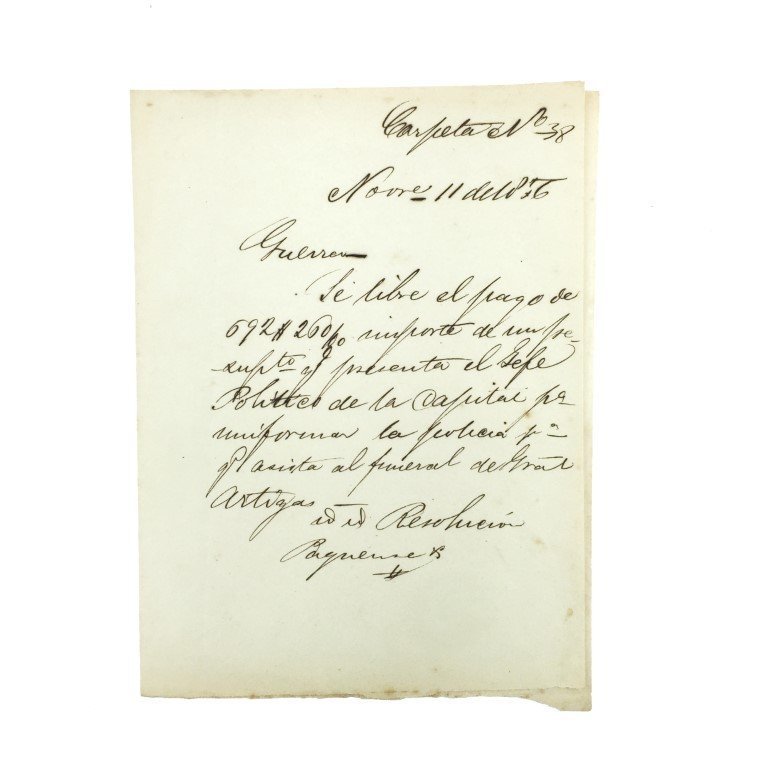 Documento funeral Artigas