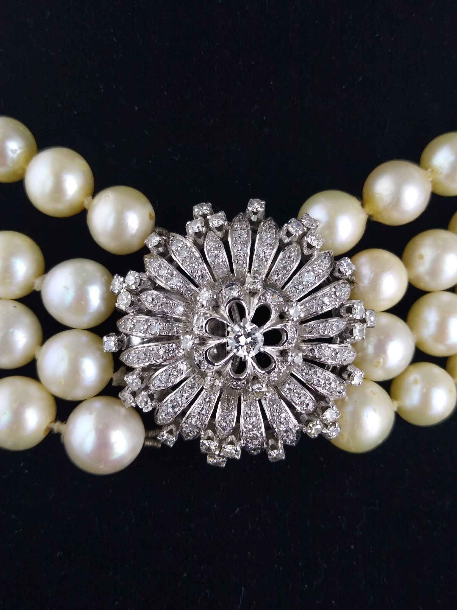 Collar perlas, oro 18 K y brillantes - Imagen 2