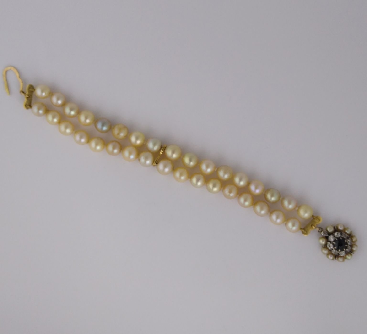 Pulsera perlas, oro, zafiro, brillantes y perlas