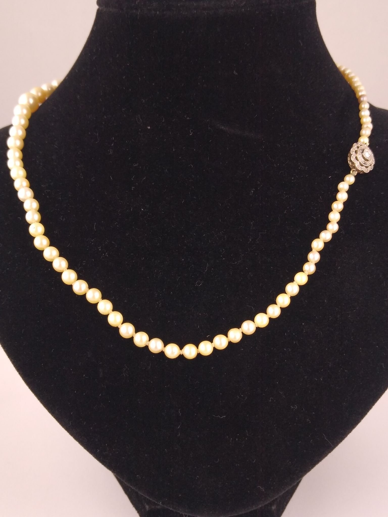 Collar perlas, oro 18 K y brillante