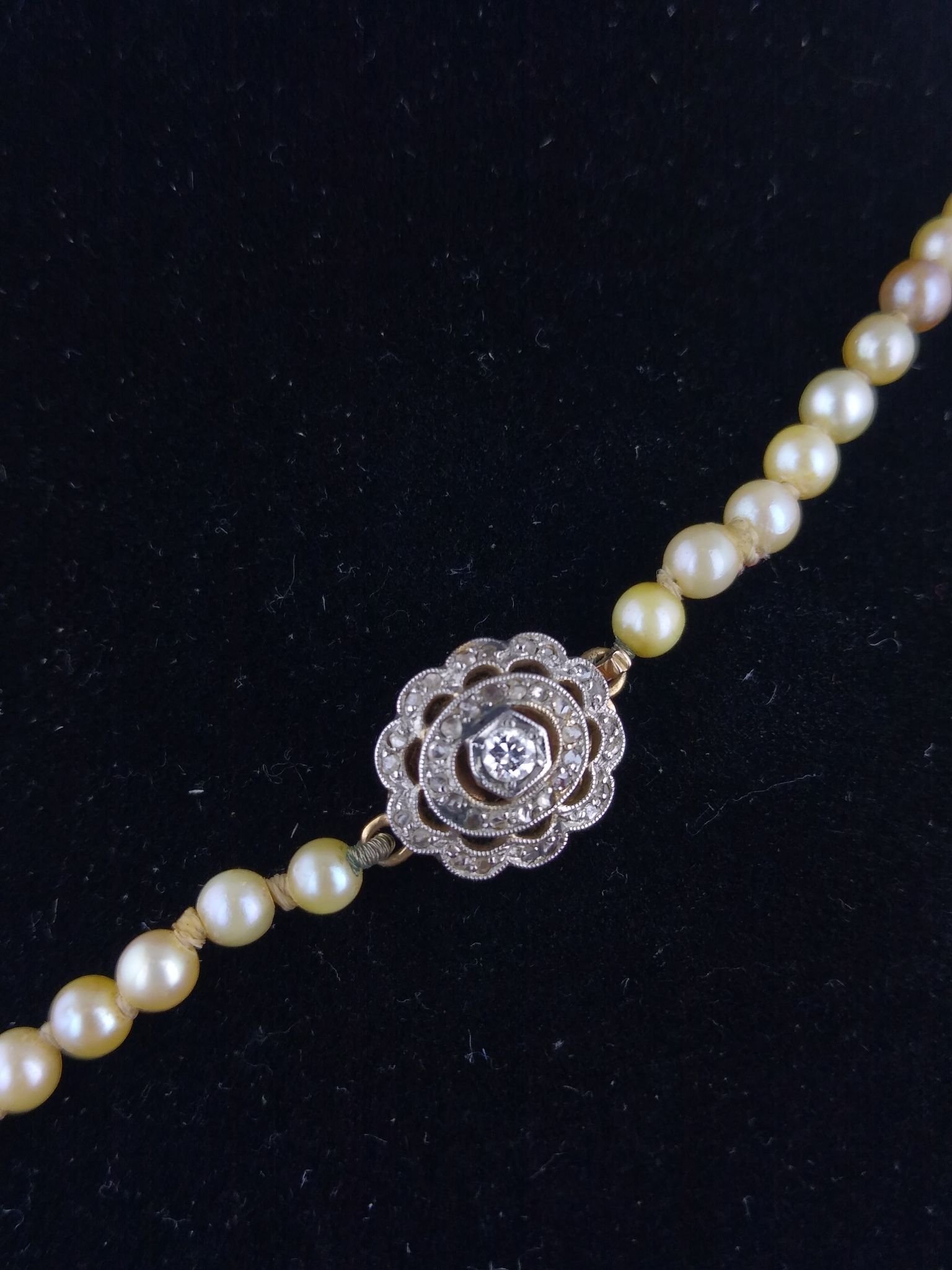 Collar perlas, oro 18 K y brillante - Imagen 2