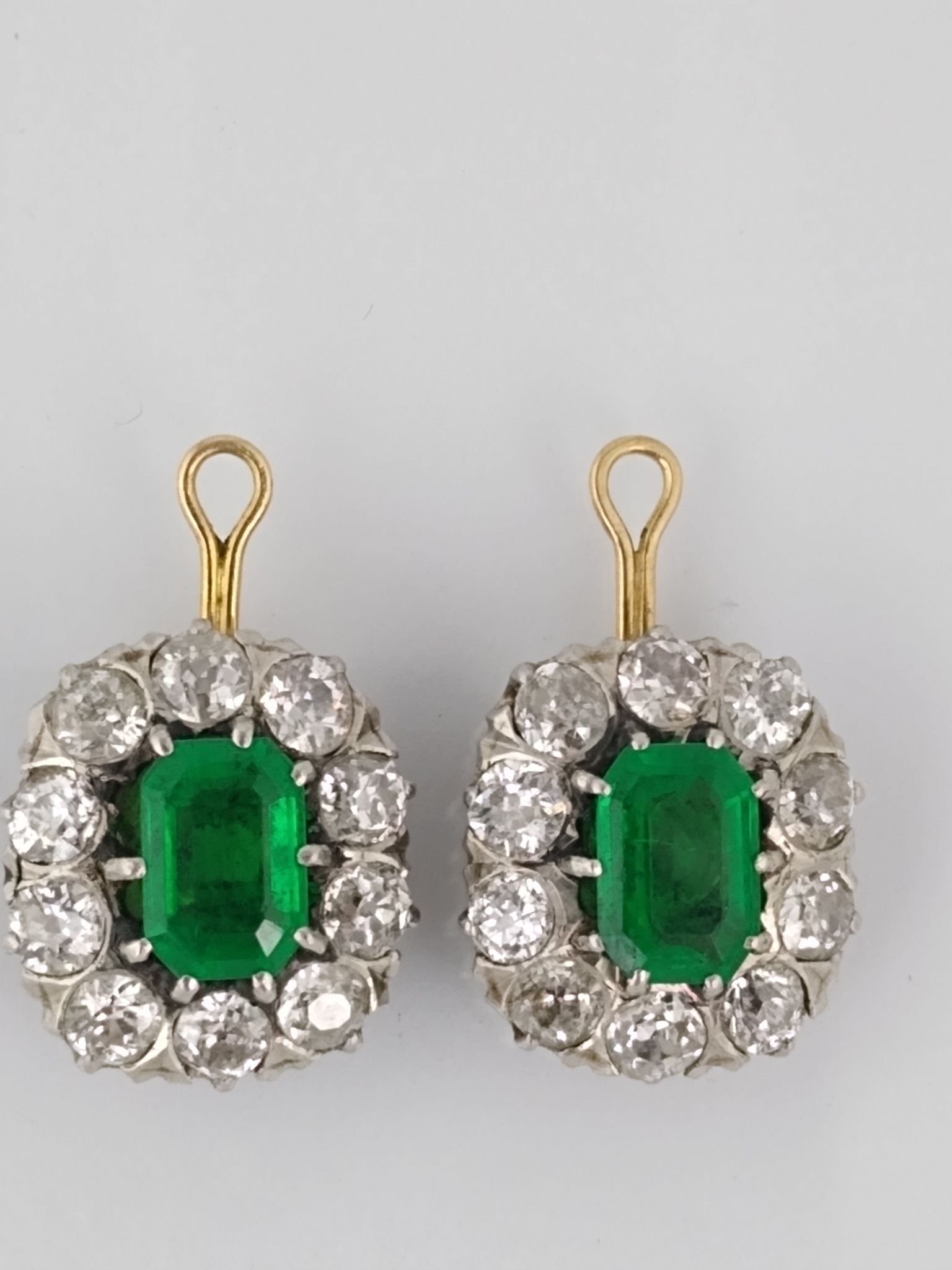 Colgantes oro 18 K, esmeralda y brillante - Imagen 2