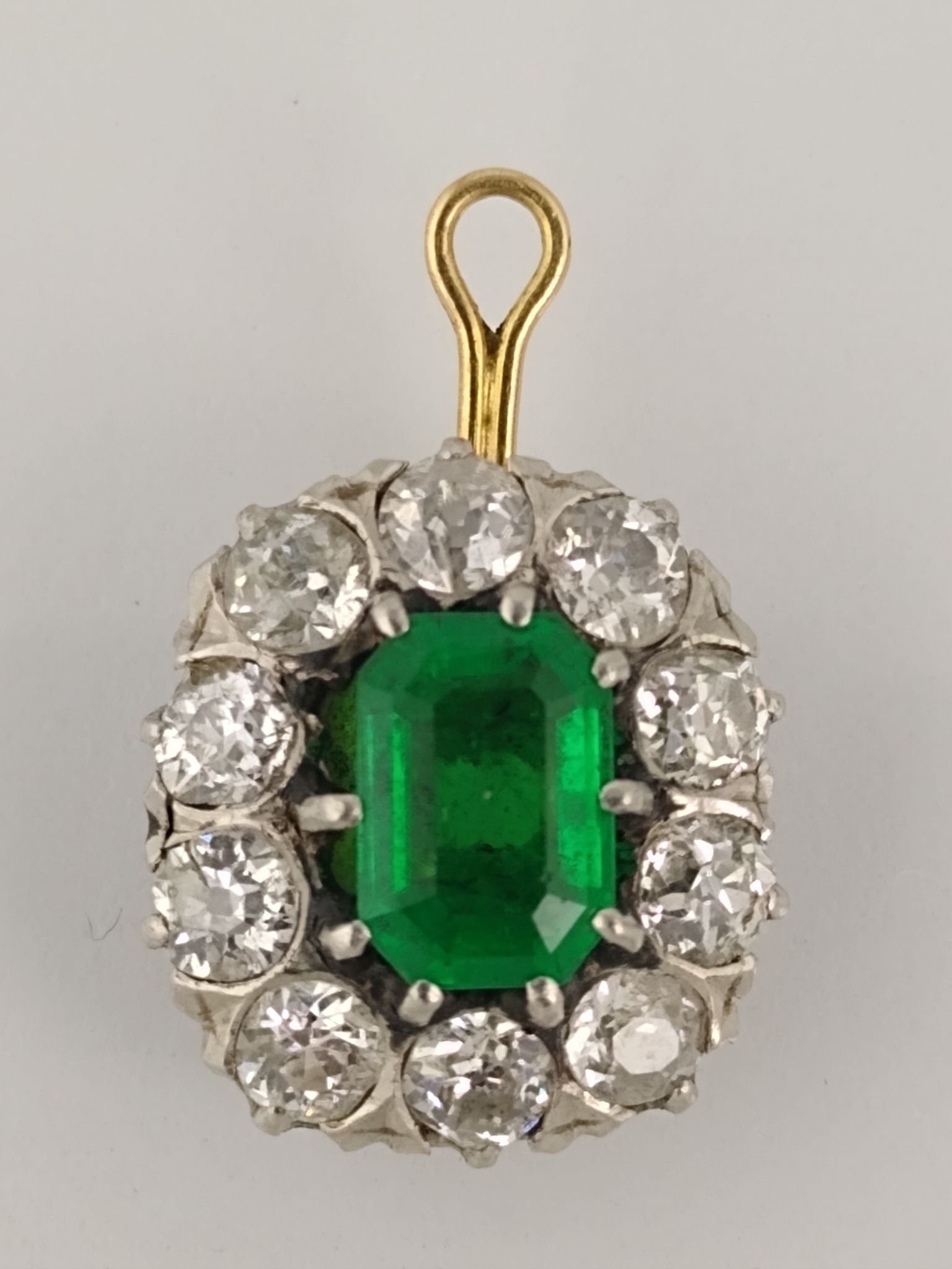 Colgantes oro 18 K, esmeralda y brillante - Imagen 4