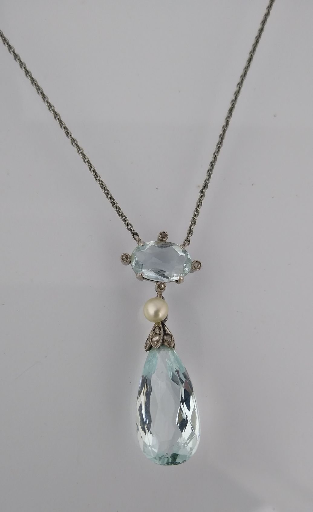 Gargantilla y caravanas oro 18 K y aguamarinas - Imagen 2