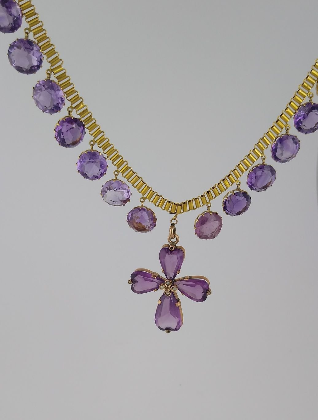 Gargantilla y colgante oro 18 K, piedras color y perlas - Imagen 2