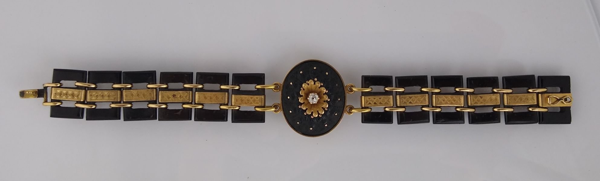 Pulsera madera, oro y brillante