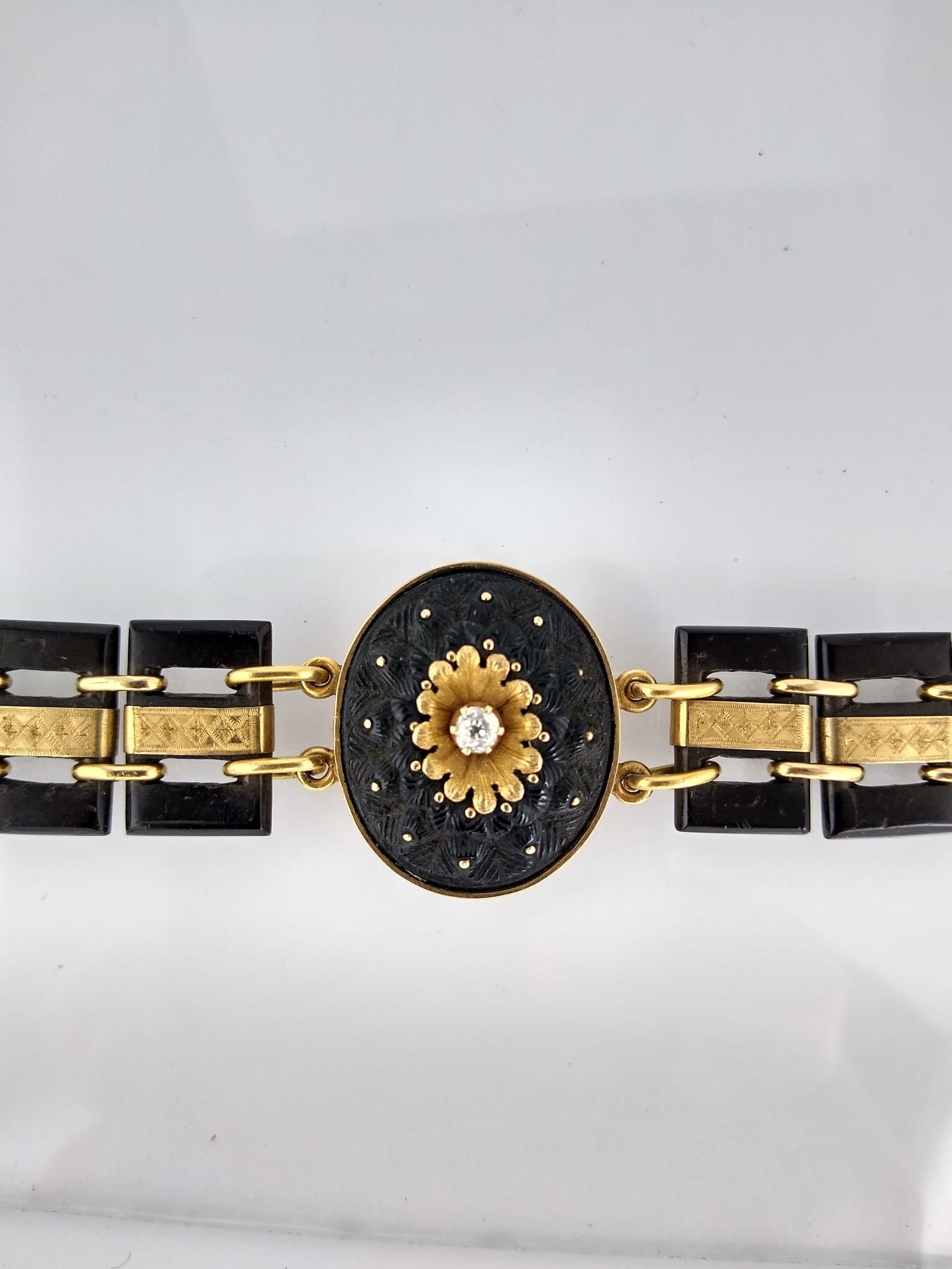 Pulsera madera, oro y brillante - Imagen 2