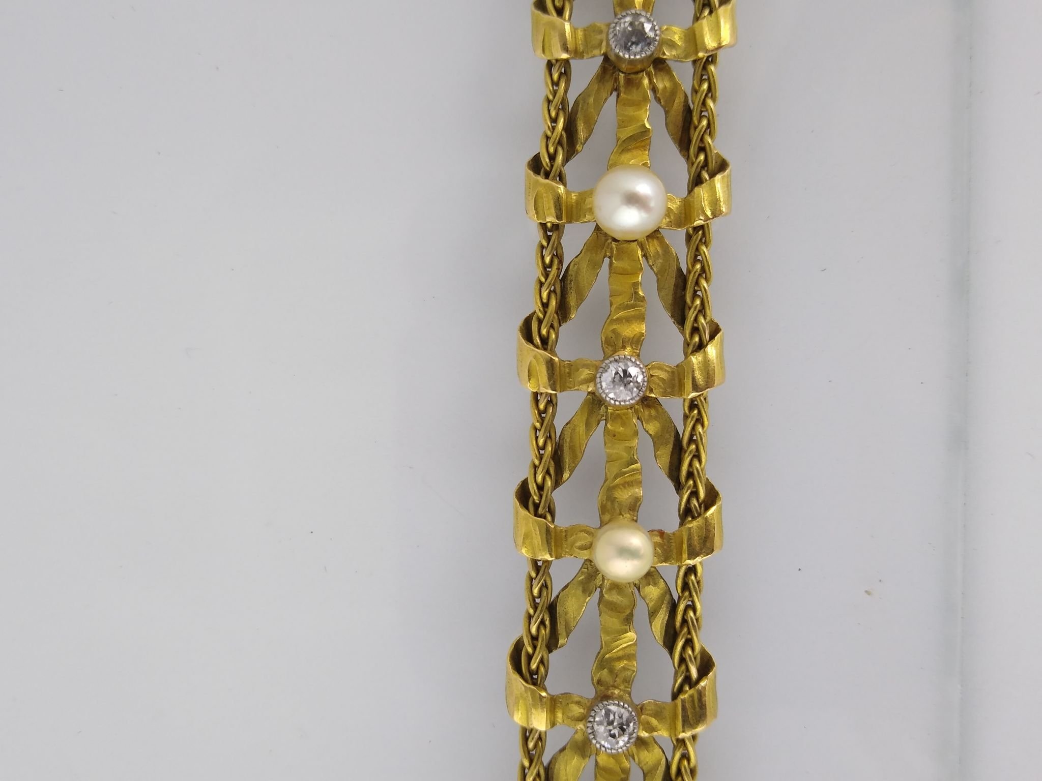 Pulsera oro 18 K, perlas y brillantes - Imagen 2