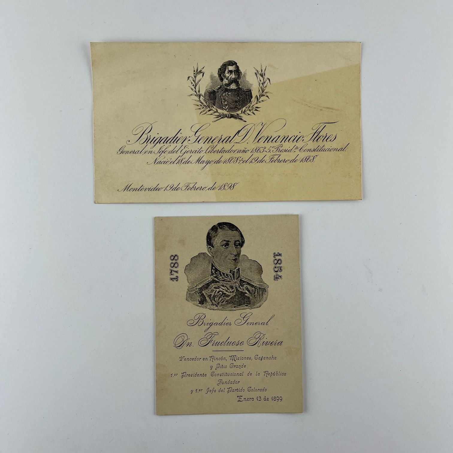 Tarjetas Venancio Flores y Fructuoso Rivera
