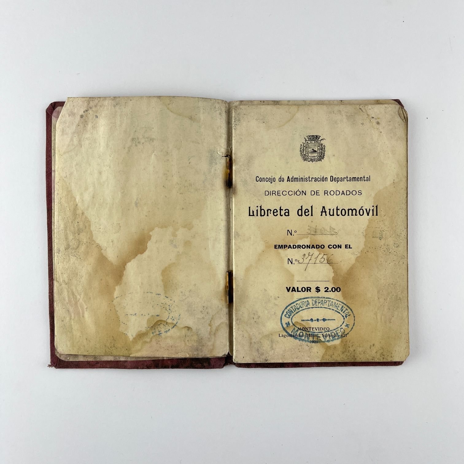 Libreta de automóvil José Batlle y Ordóñez