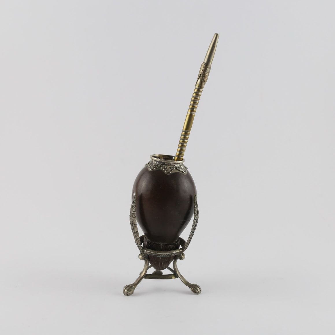 Mate en calabaza y plata