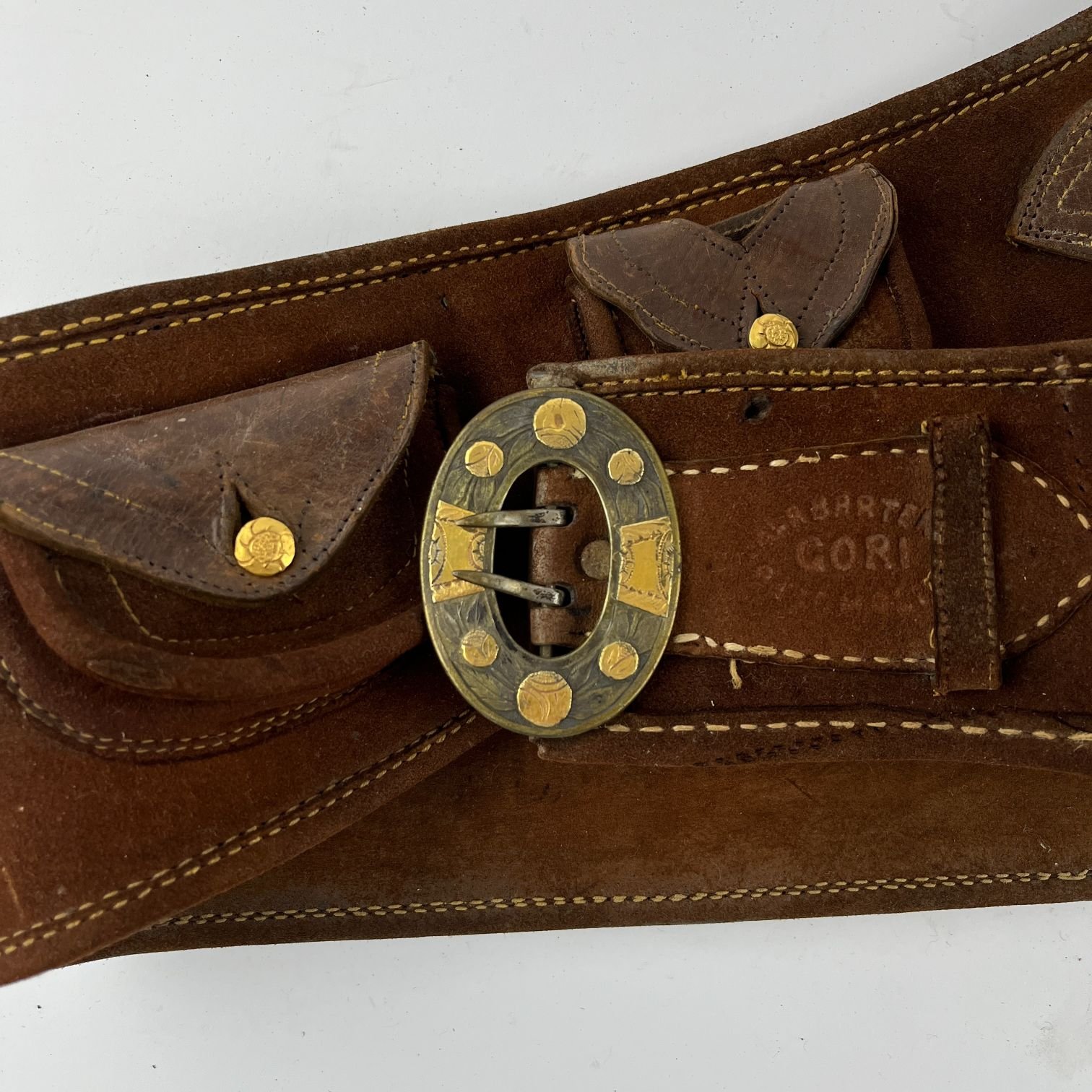 Cinto gaucho en cuero, plata y oro - Imagen 2