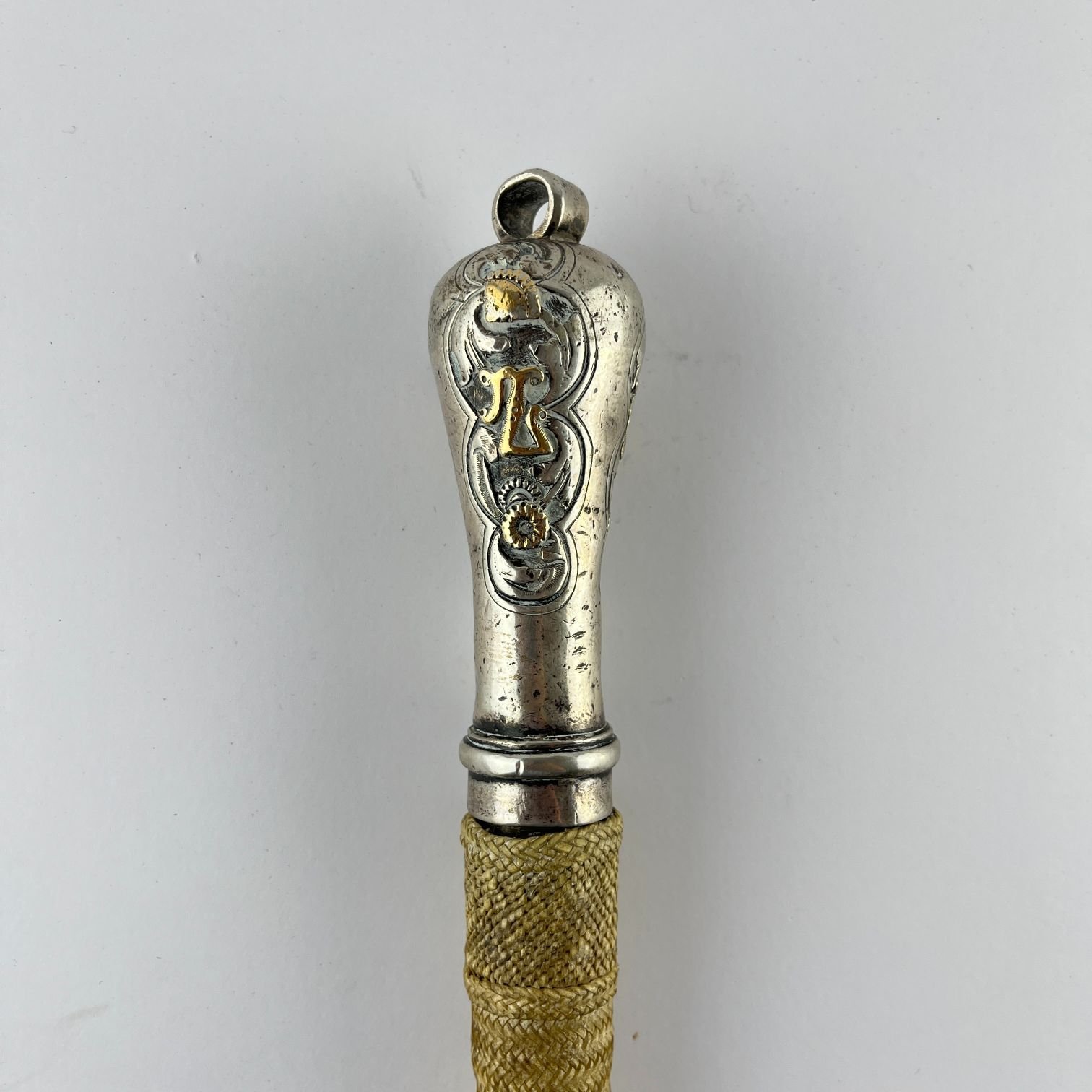 Arreador en cuero, plata y oro con estoque - Imagen 3