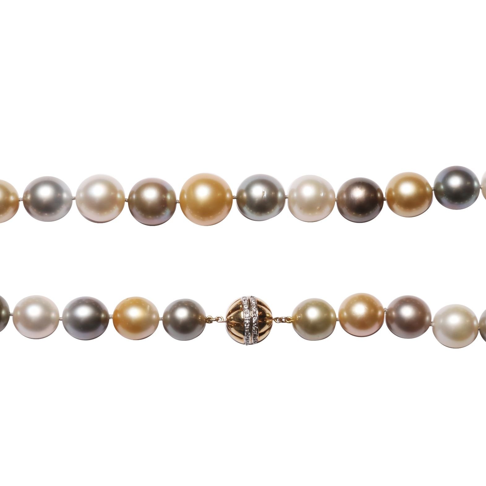 Collar perlas, oro 14 K y brillantes - Imagen 2