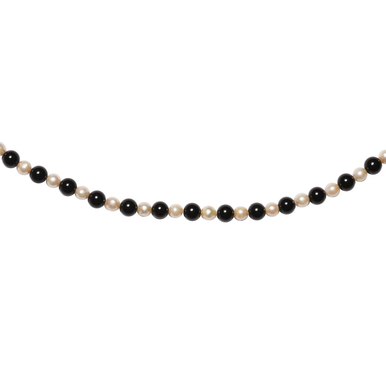Collar perlas, ónix y oro 14 K