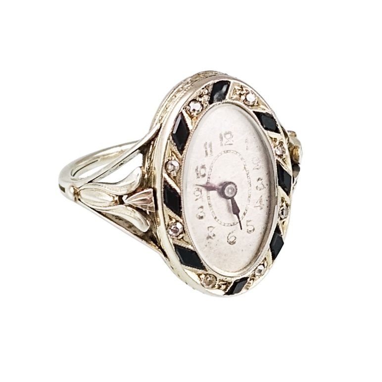Reloj anillo art decó oro 18 K
