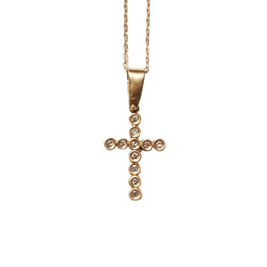 Crucifijo oro 18 K y brillantes