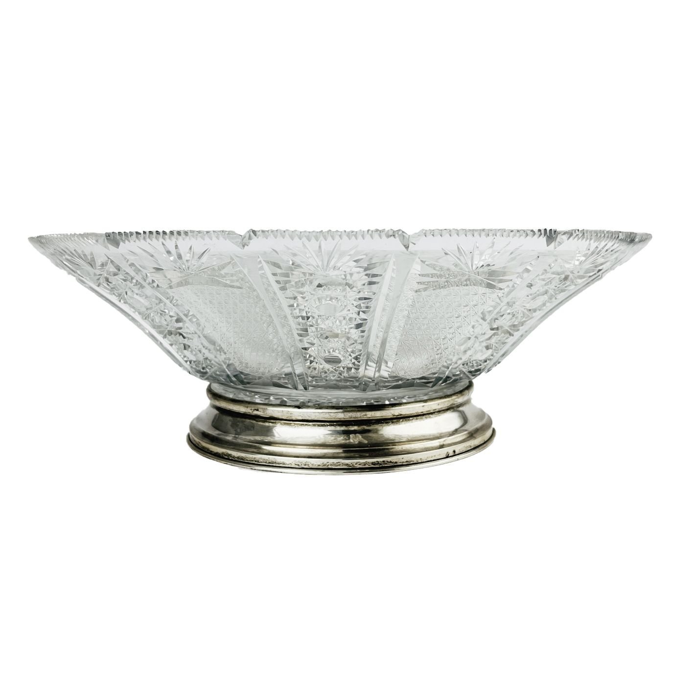 Centro de mesa en cristal y plata