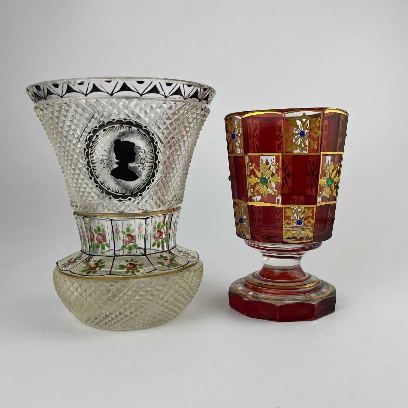 Dos copas en cristal de Bohemia