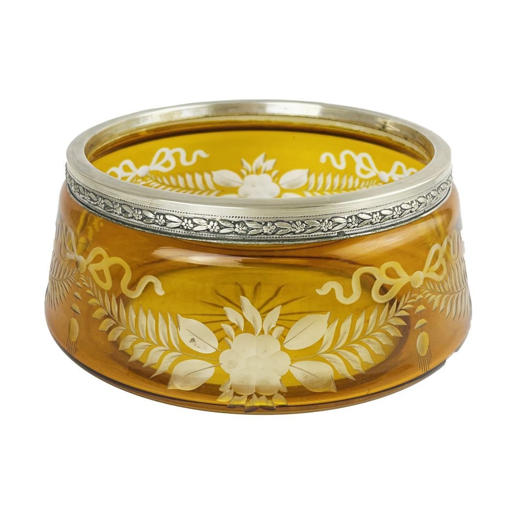 Bowl en cristal y plata