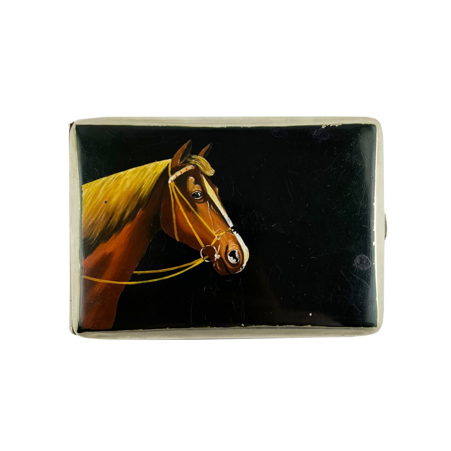 Cigarrera de bolsillo en alpaca y esmalte