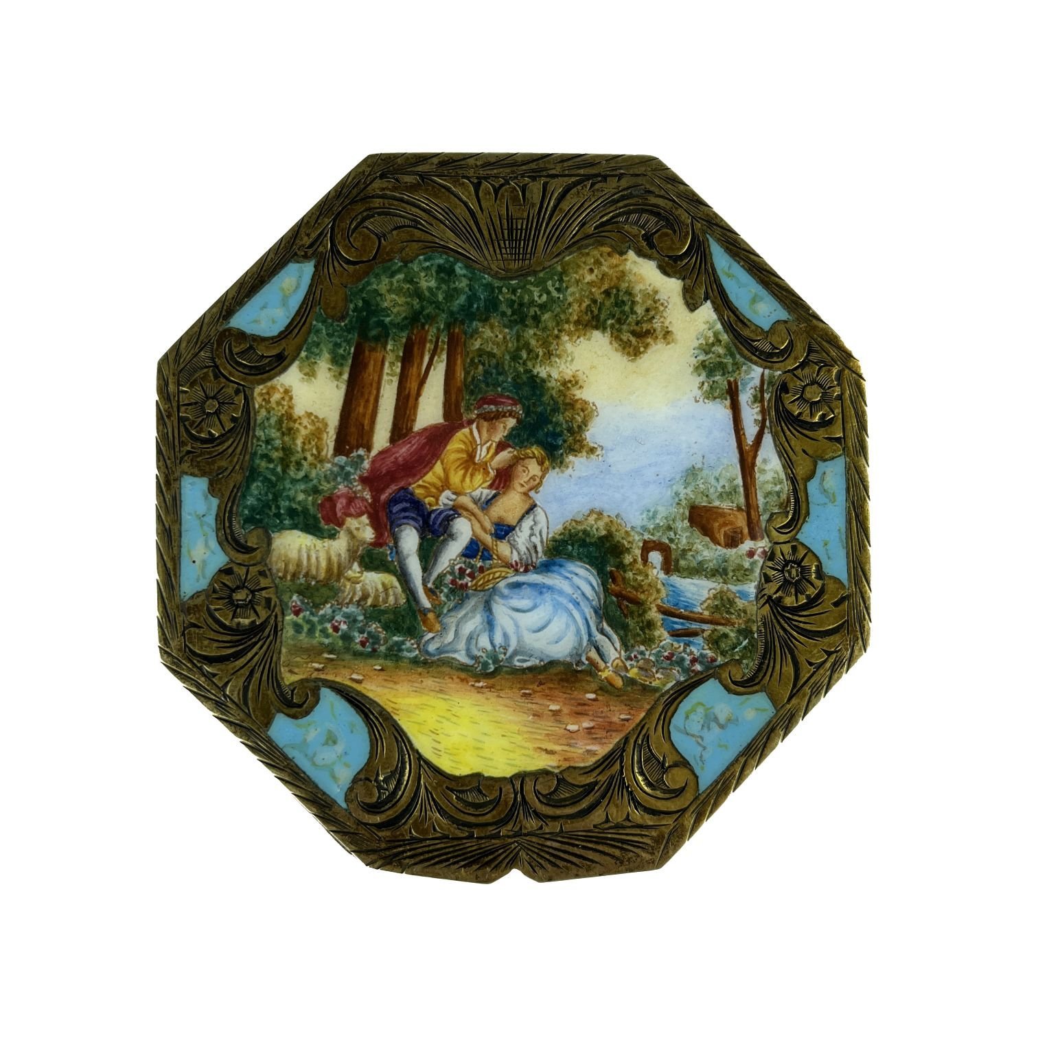 Polvera en plata y esmalte