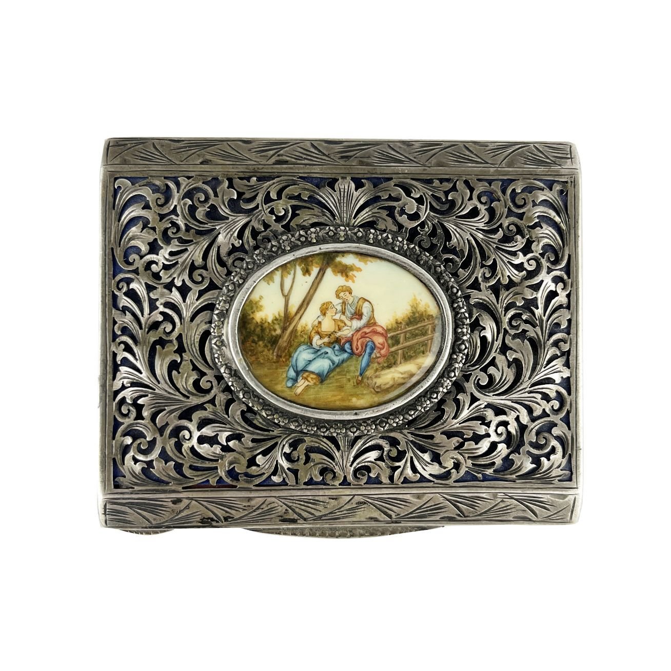 Polvera en plata y esmalte