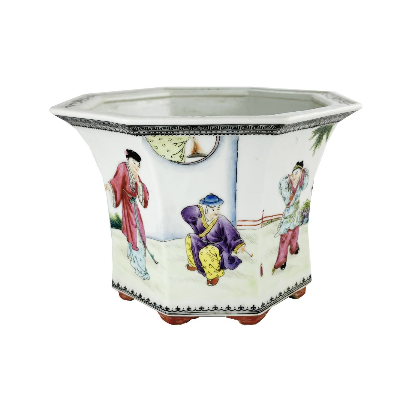 Macetero chino en porcelana Familia Rosa