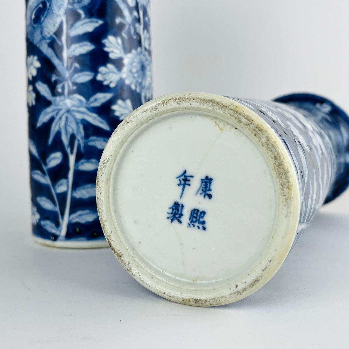 Par de jarrones chinos en porcelana azul y blanca - Imagen 2