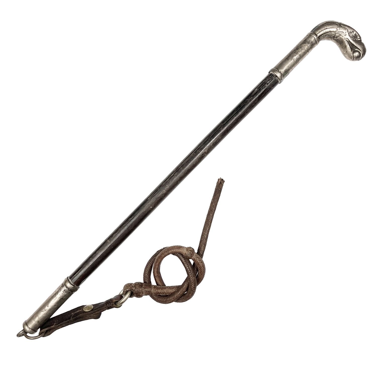 Arreador en bigote de ballena, cuero y plata