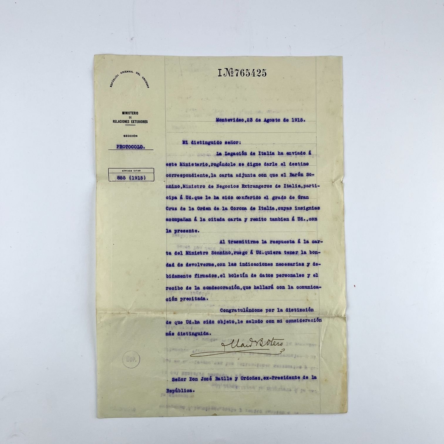 Gran Cruz de la Orden de la Corona Italiana perteneciente a José Batlle y Ordóñez - Imagen 4