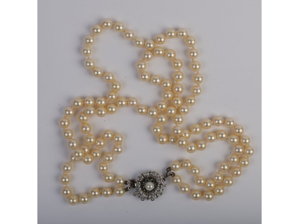 Collar perlas, oro 18 K y esmeraldas - Imagen 2