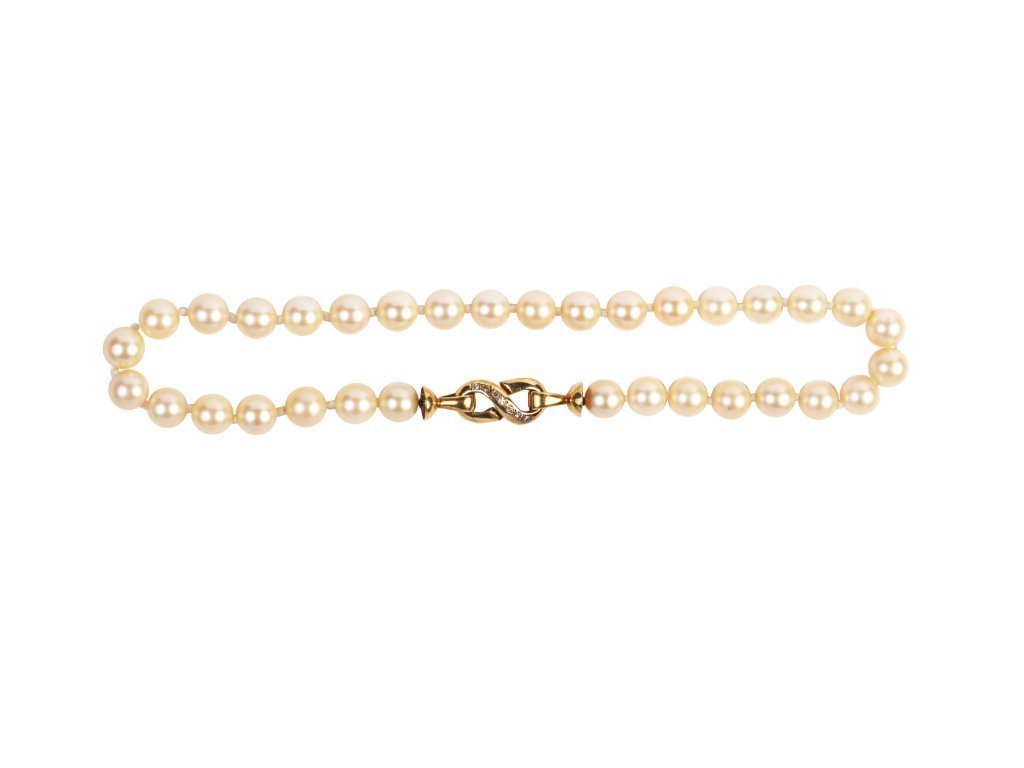 Collar perlas, oro 18 K y brillantes