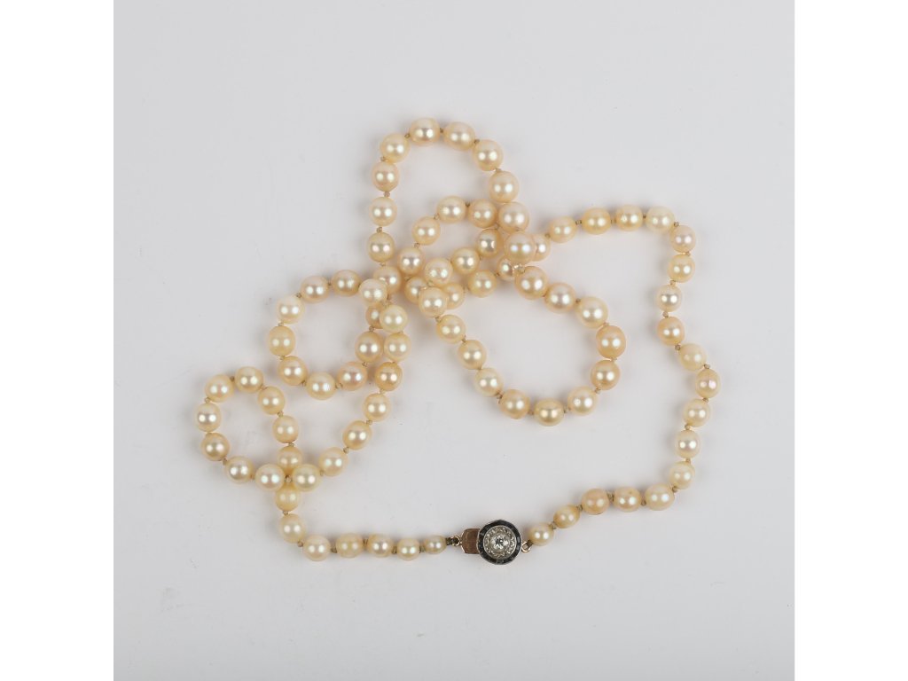 Collar perlas, oro 18 K, brillante, diamantes y zafiros