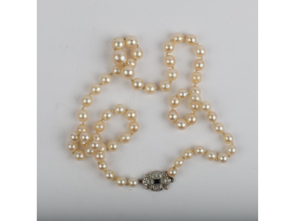 Collar perlas, oro 18 K, brillante y diamantes