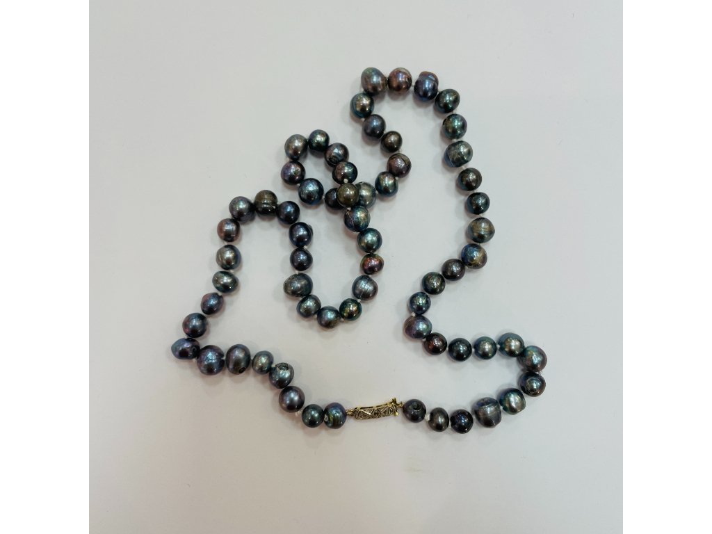 Collar perlas negras, oro 18 K y diamantes